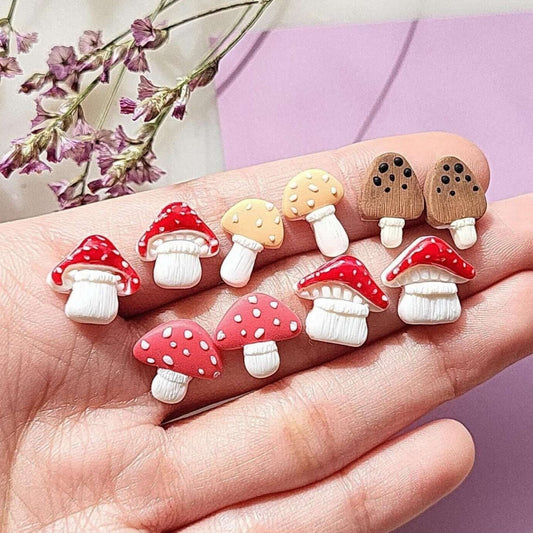 Small cute mushroom stud earrings