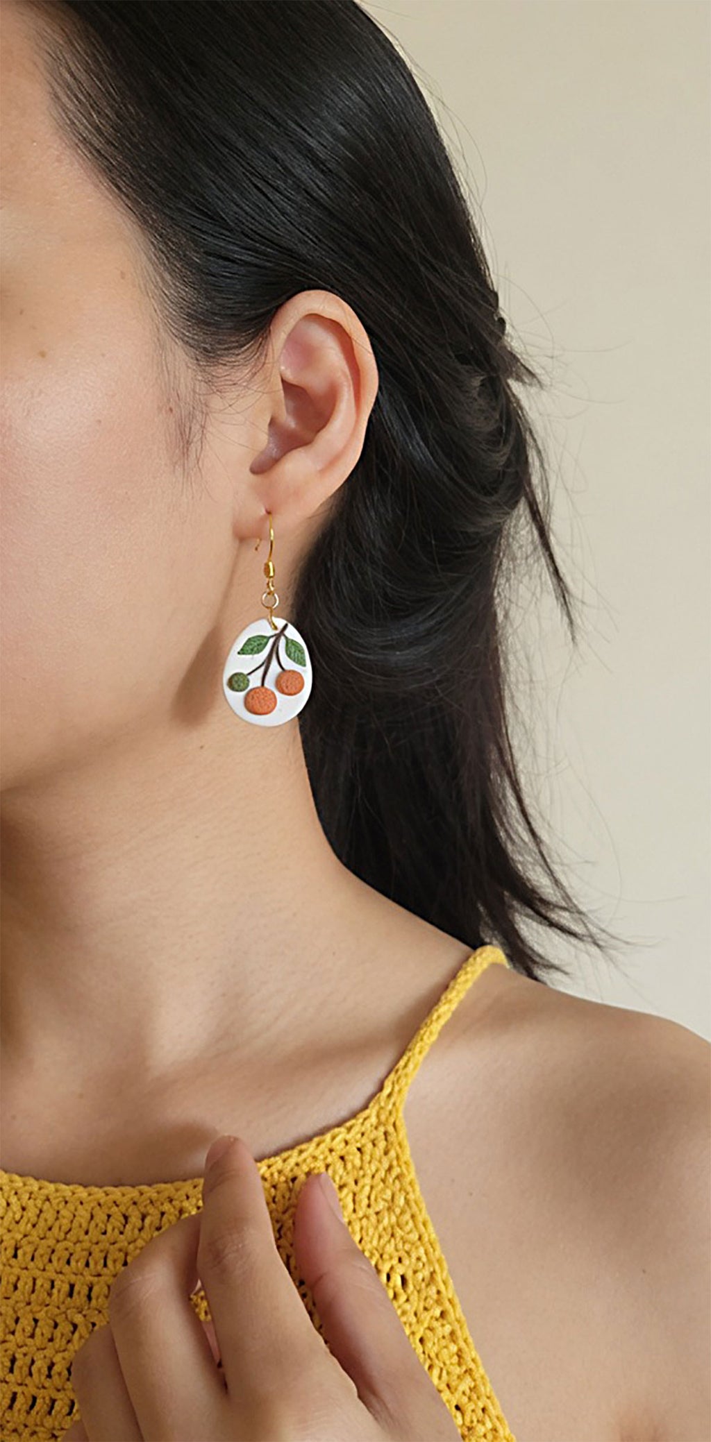 Handmade orange fruit polymer clay earrings handmade jewelry for women - Rankų darbo auskarai su apelsinų motyvu iš polimerinio molio