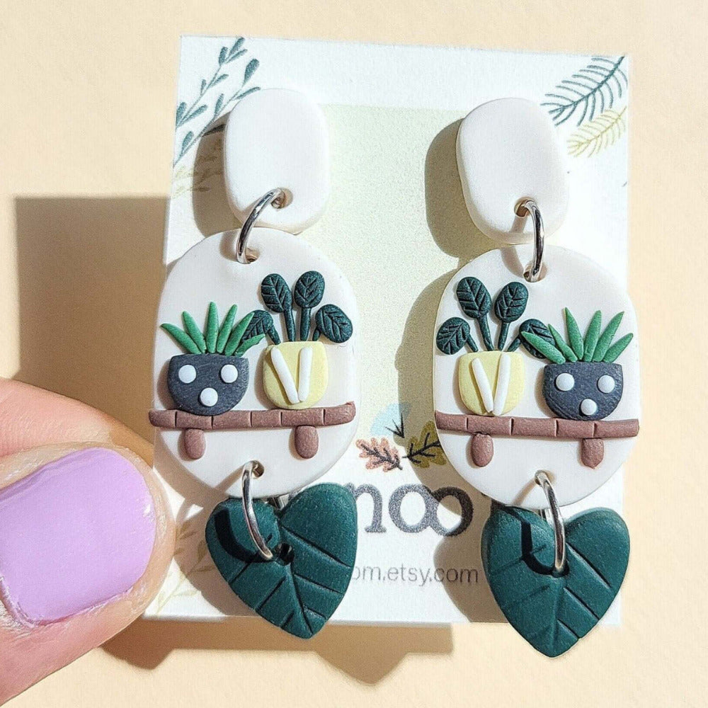dangle plant shelf earrings