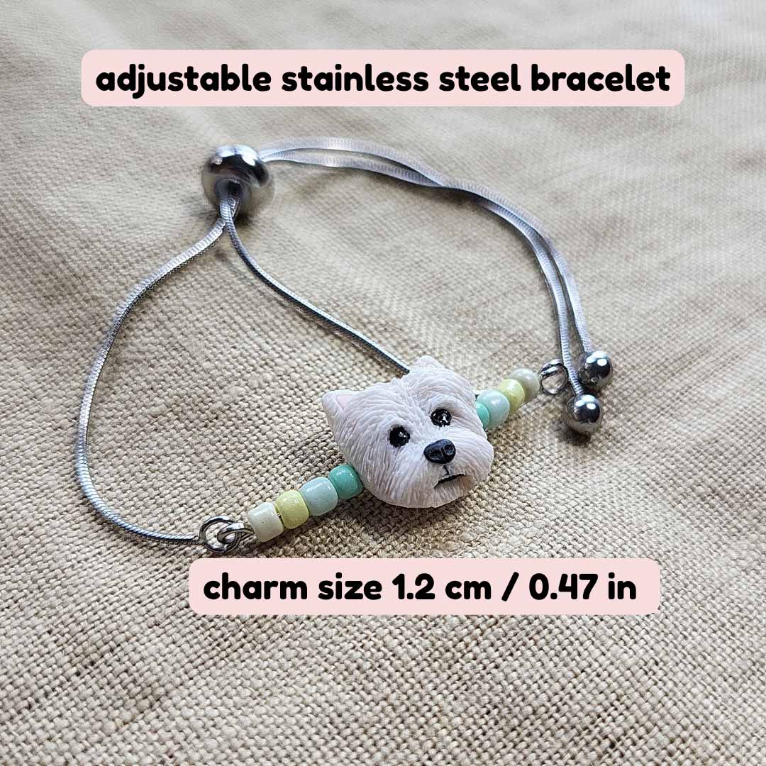 Handmade cute Westie dog bracelet -Miela Vestuko šuns apyrankė
