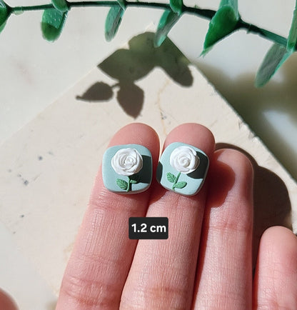 Handmade rose studs