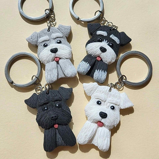 Cute Schnauzer keychain, handmade gift for Schnauzer lovers