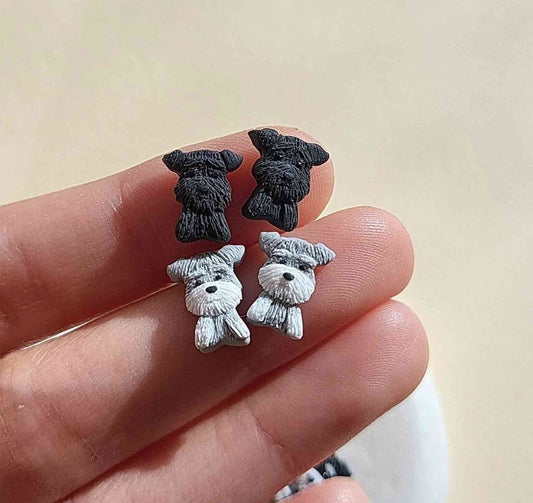 Cute Schnauzer stud earrings handmade
