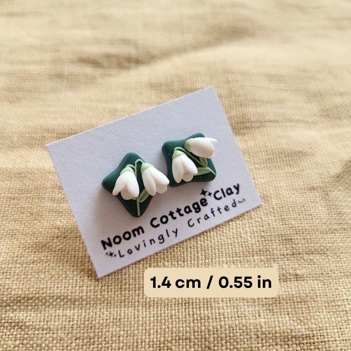 Handmade Snowdrop flower stud polymer clay earrings - Rankų darbo auskarai smeigtukai su snieguolių motyvais