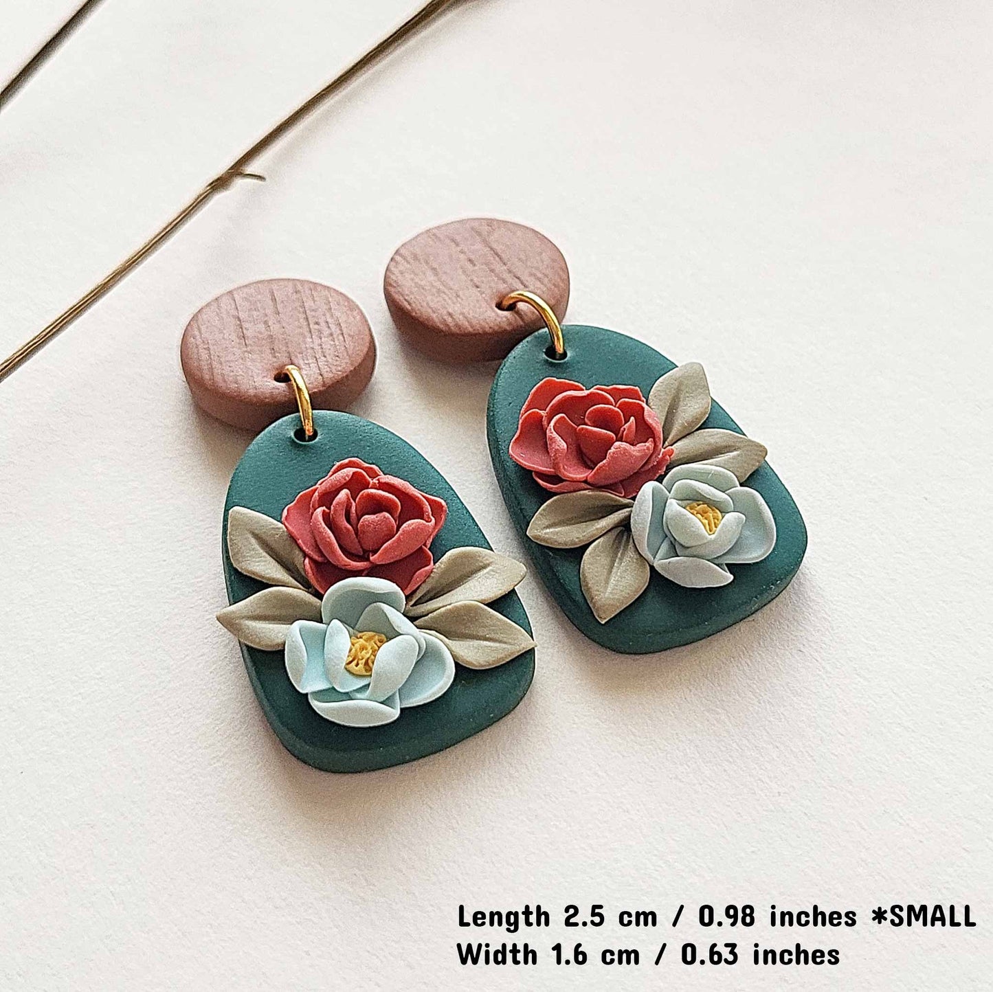 Spring floral clay earrings