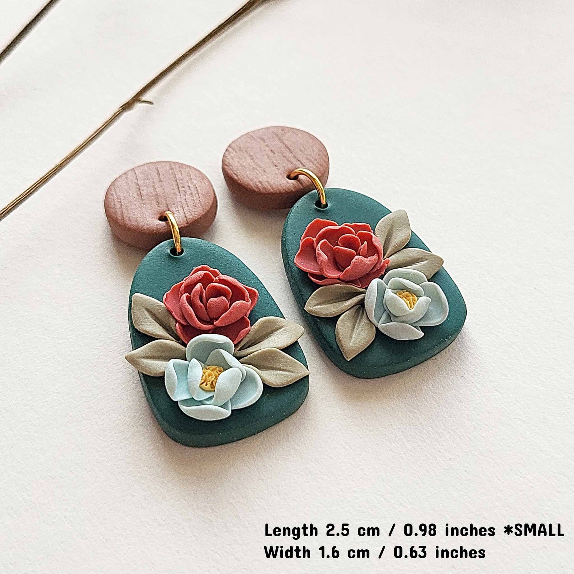 Spring floral clay earrings