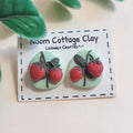 Handmade cute strawberry stud earrings - Rankų darbo auskarai su braškėmis