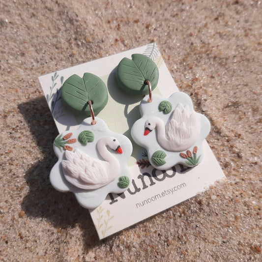 Cute swan earrings for women