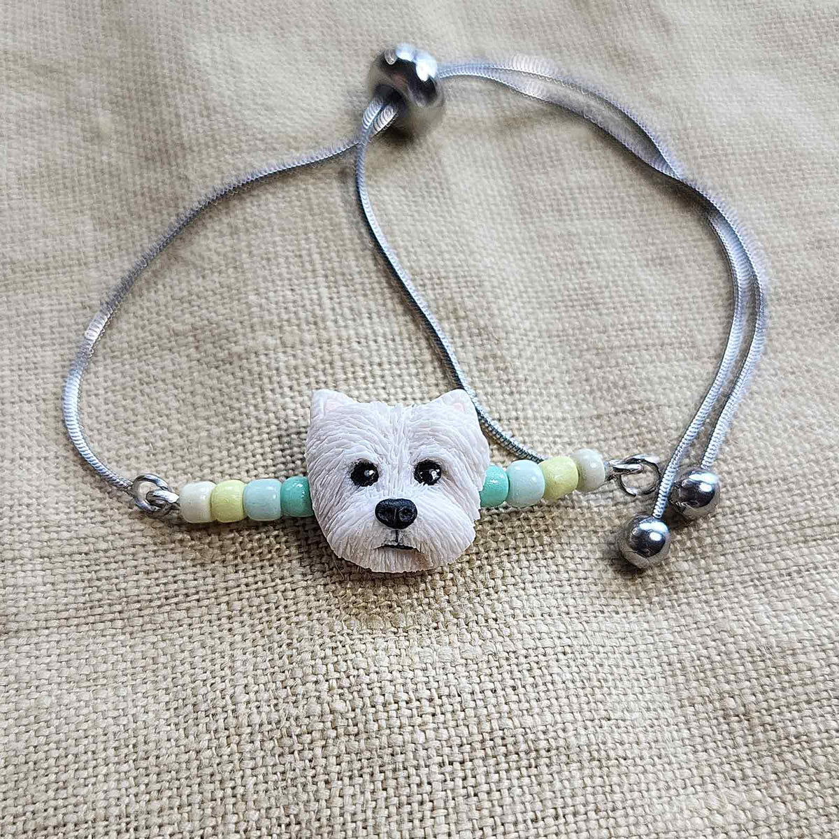 Handmade cute Westie dog bracelet -Miela Vestuko šuns apyrankė