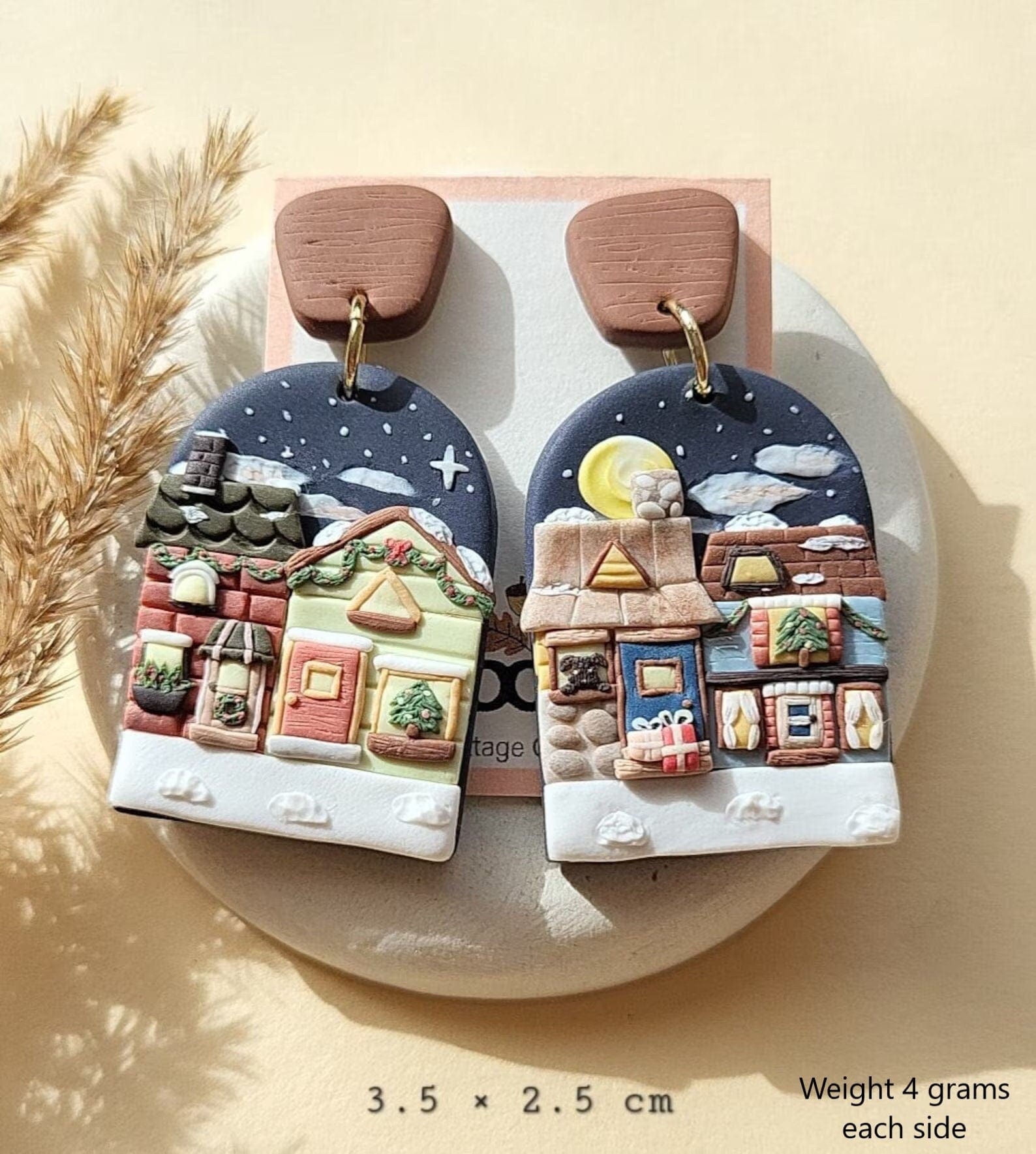 Christmas clay earrings | winter jewelry gift for her