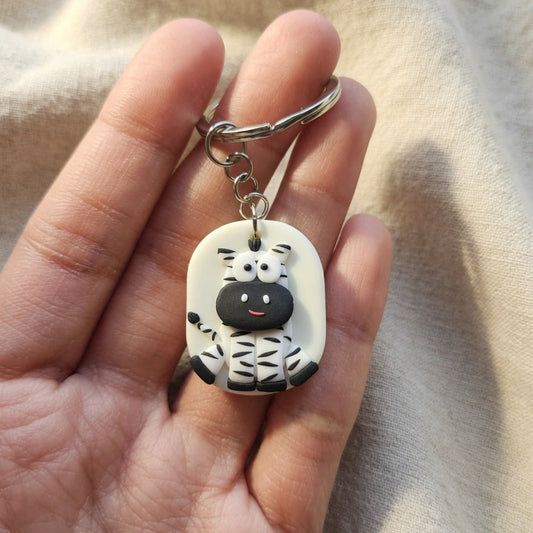 Handmade cute zebra keychain