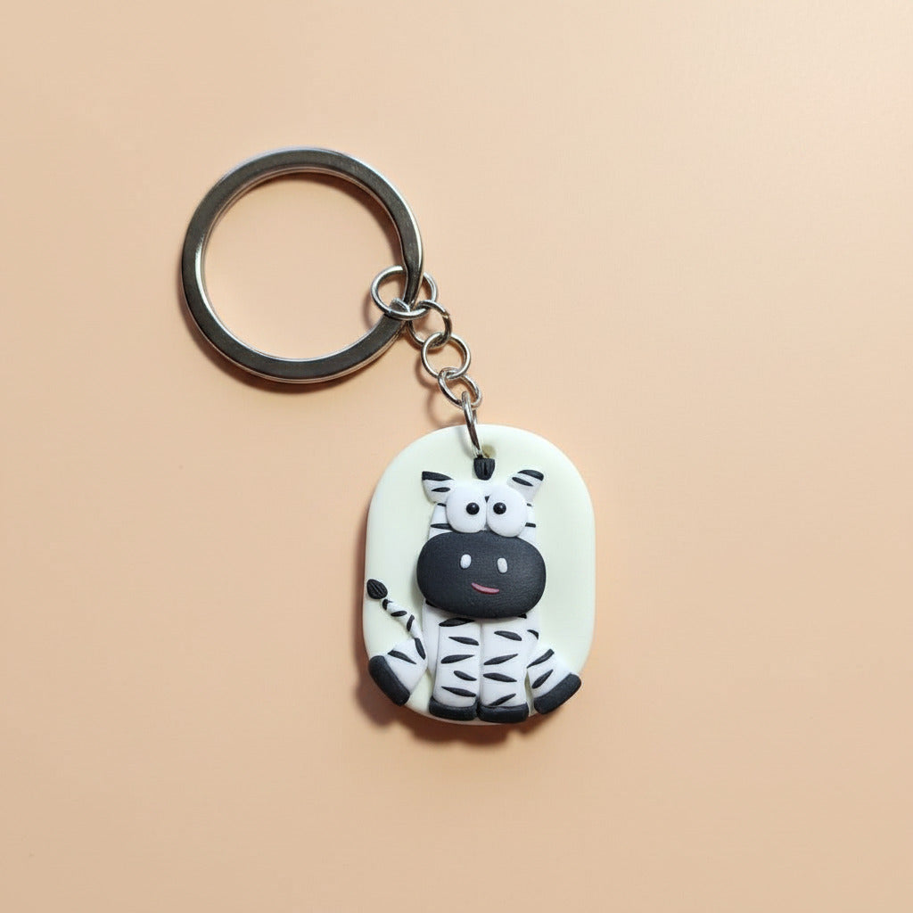 Handmade cute zebra keychain