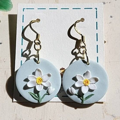 Daffodil earrings handmade - Rankų darbo auskarai „Narcizas“ iš polimerinio molio.