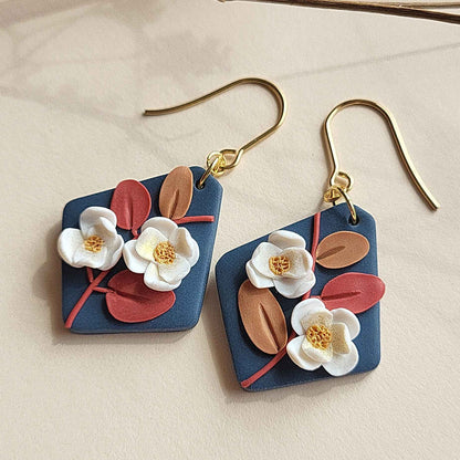 Delicate floral clay earrings
