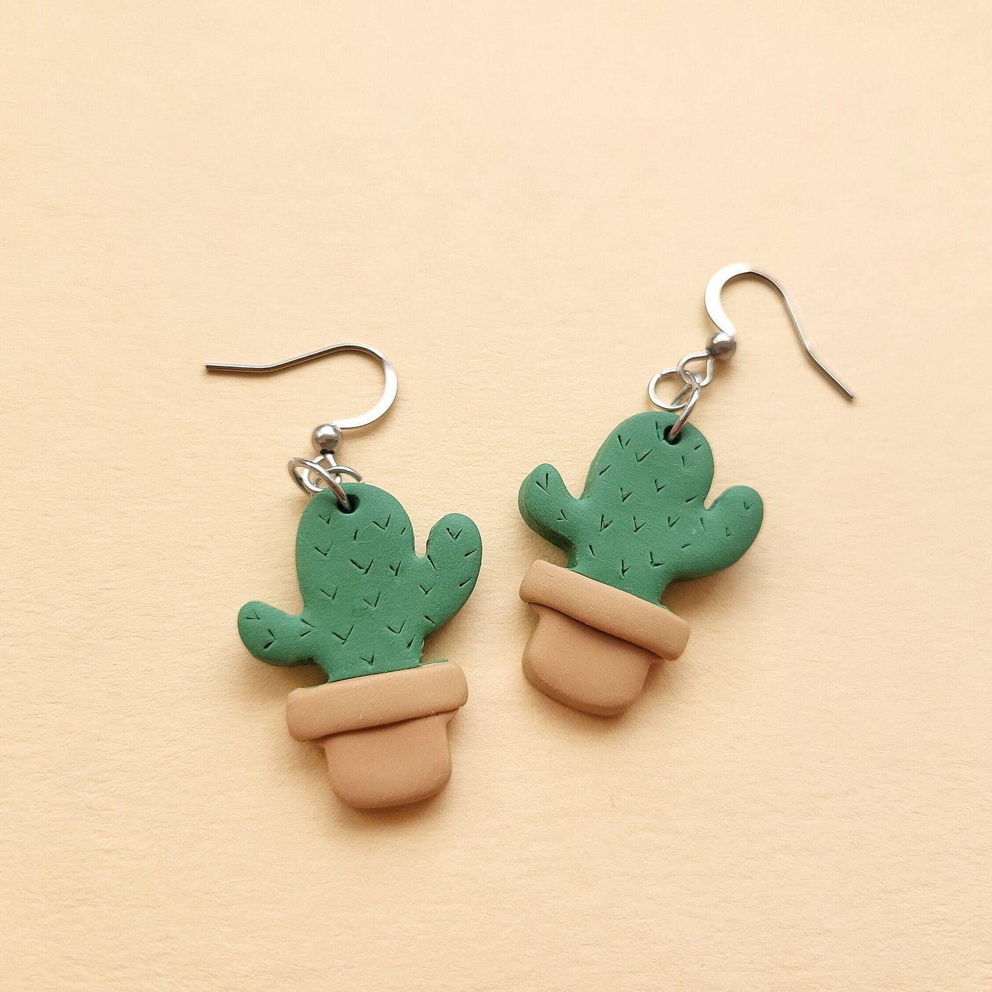 Handmade cactus clay earrings