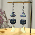 Cute Halloween black cat earrings dangle