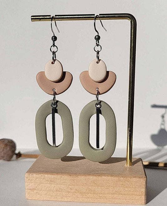 Minimalist neutral polymer clay earrings - minimalistiniai auskarai