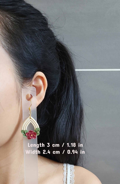 Dangle flower polymer clay earrings