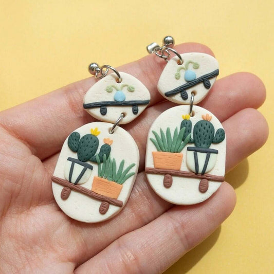 Dangle plant shelf earrings