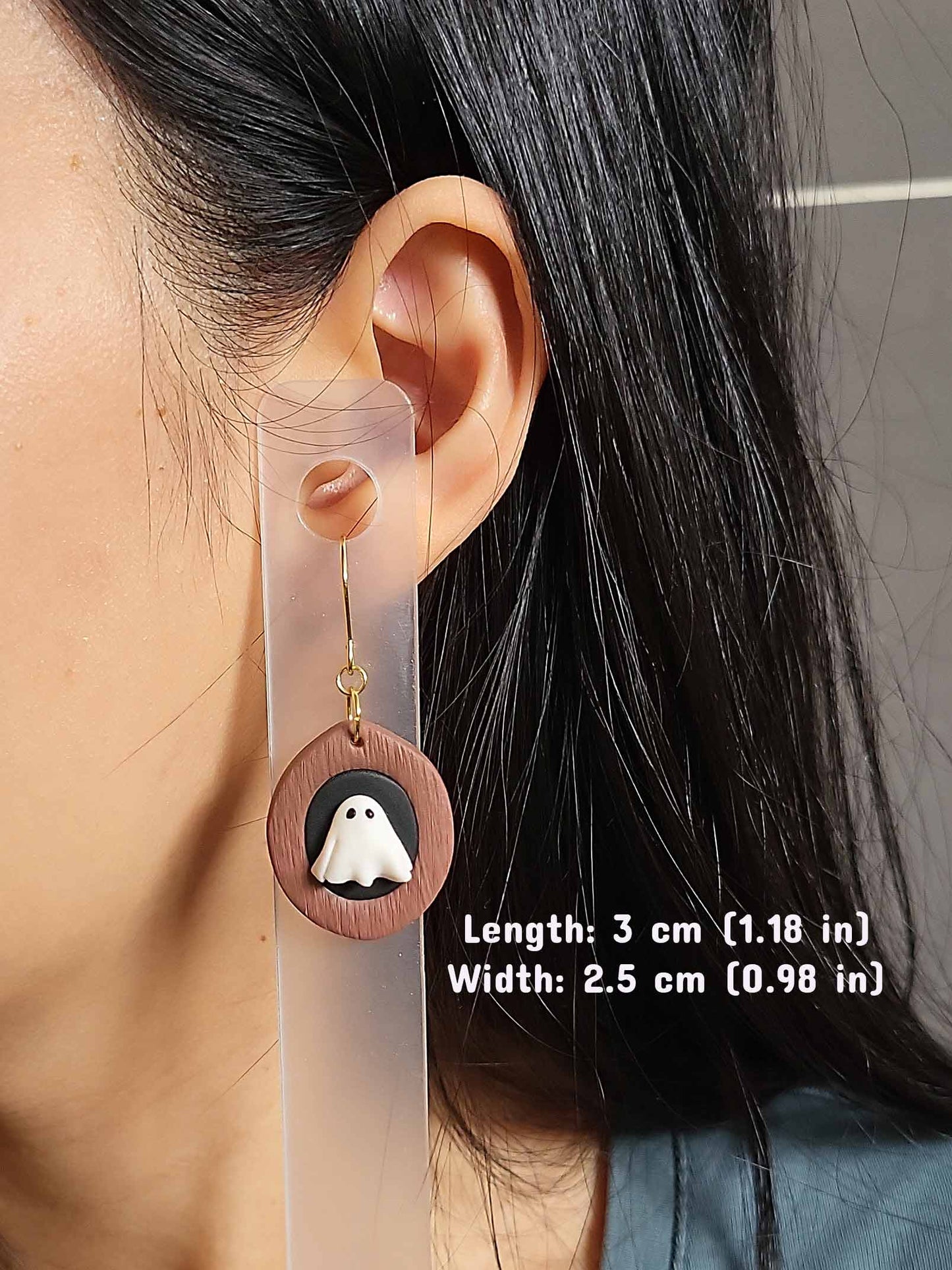 Cute dangle ghost polymer clay earrings