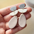 Dangle drop polymer clay earrings in neutral colors