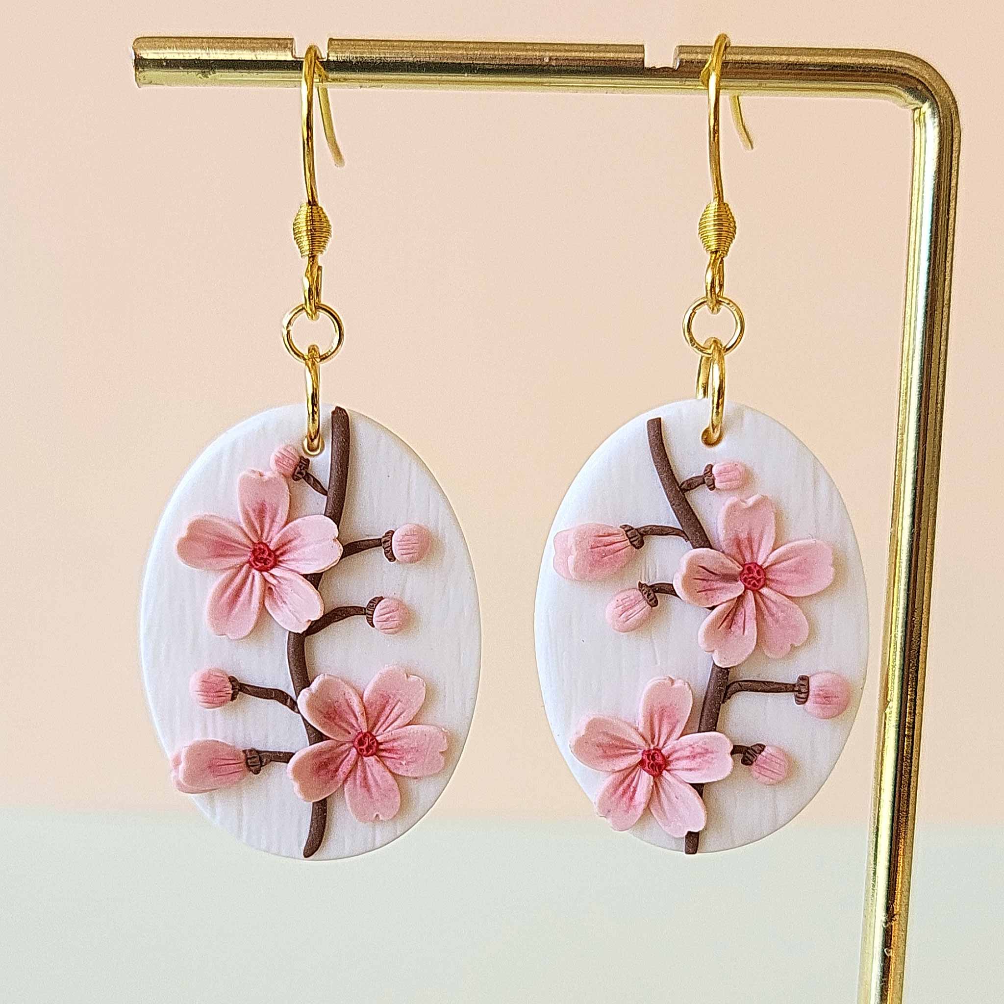 Dangle Sakura flower earrings handmade