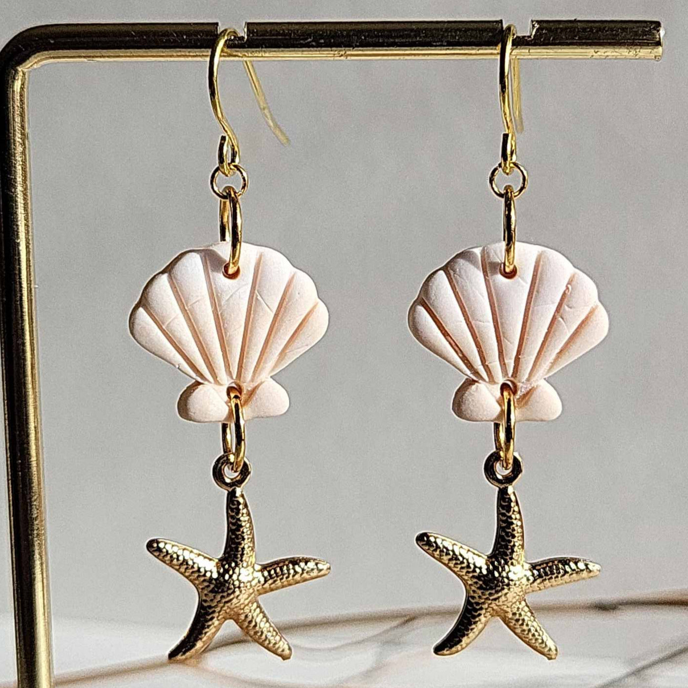 Dangle shell earrings handmade