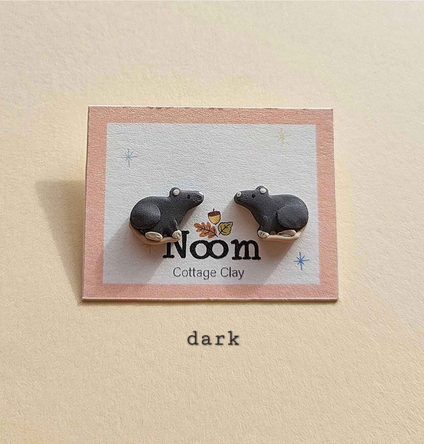 Dark brown rat earrings - Handmade rat jewellery