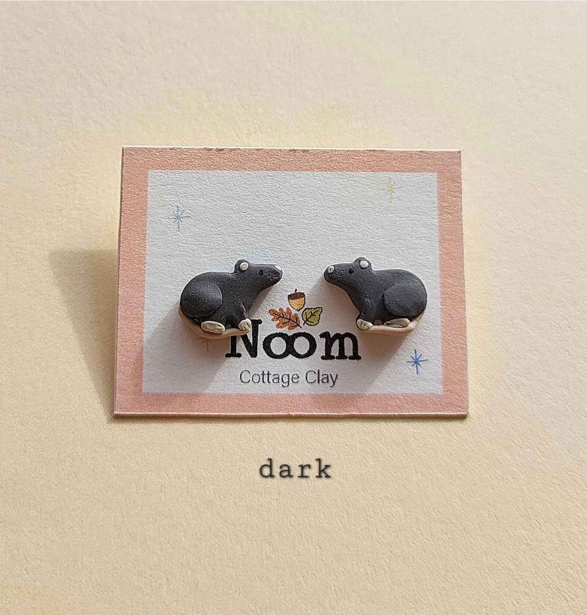Dark brown rat earrings - Handmade rat jewellery