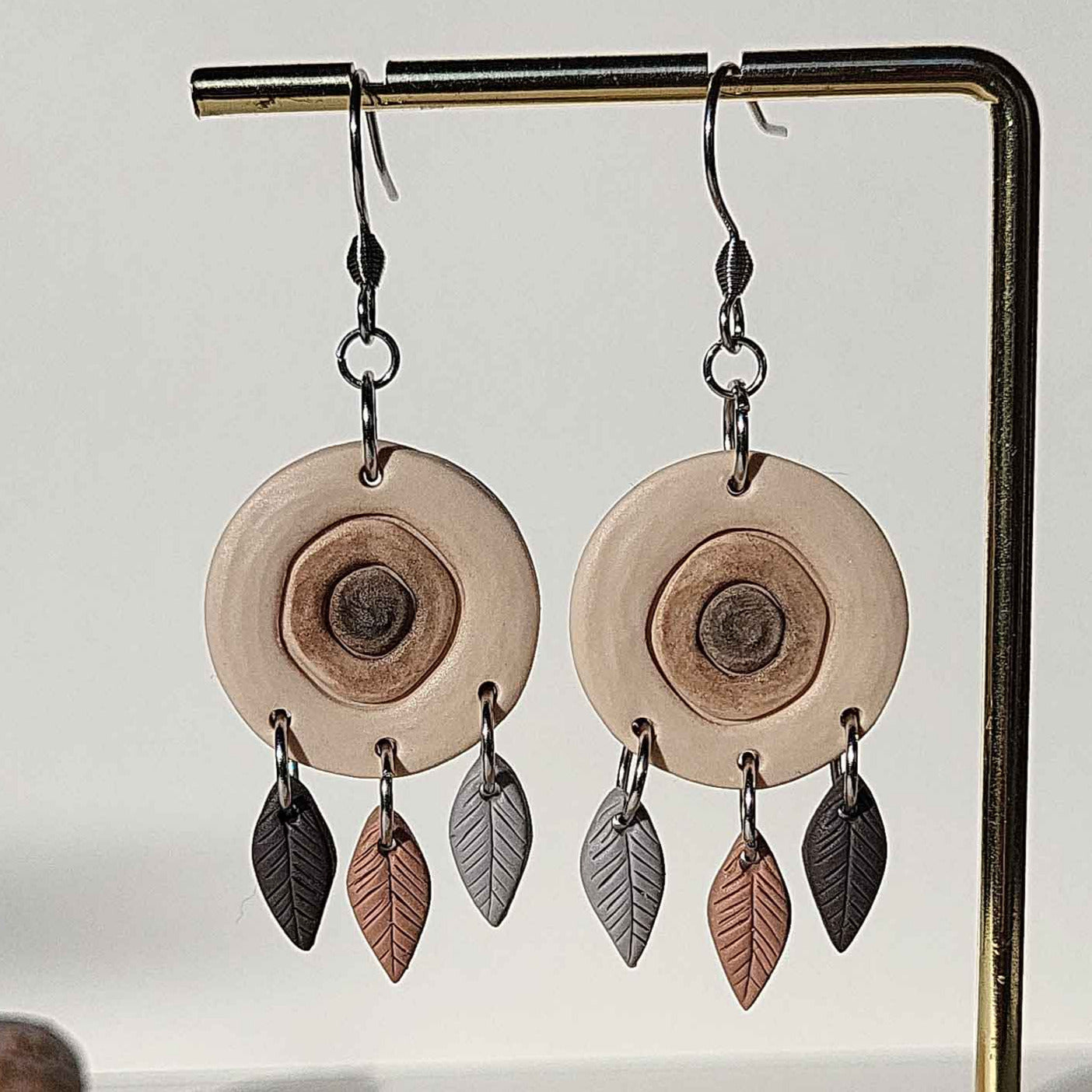 Handmade dream catcher polymer clay earrings