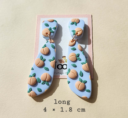 Drop peach earrings clay