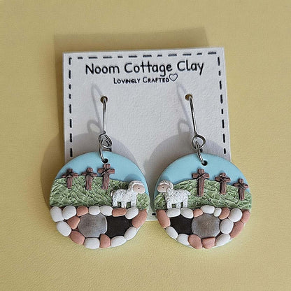 Easter Resurrection earrings – handmade jewelry inspired by faith, Christian earrings - Rankų darbo auskarai su Velykų Prisikėlimu