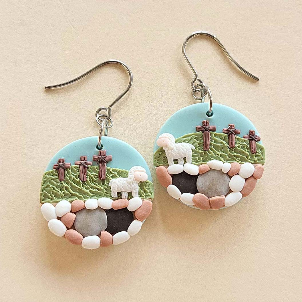 Easter Resurrection earrings – handmade jewelry inspired by faith, Christian earrings - Rankų darbo auskarai su Velykų Prisikėlimu