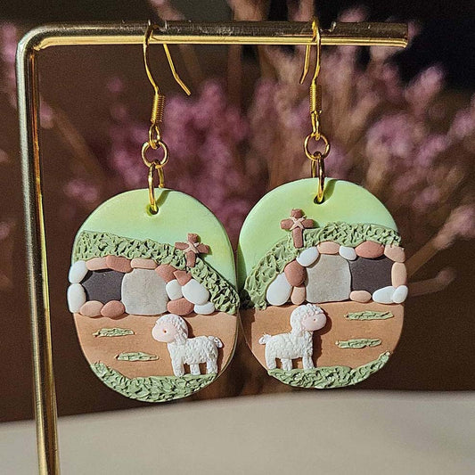 Easter resurrection earrings - jewelry inspired by faith, gift for Christian women - Rankų darbo auskarai su Velykų Prisikėlimu