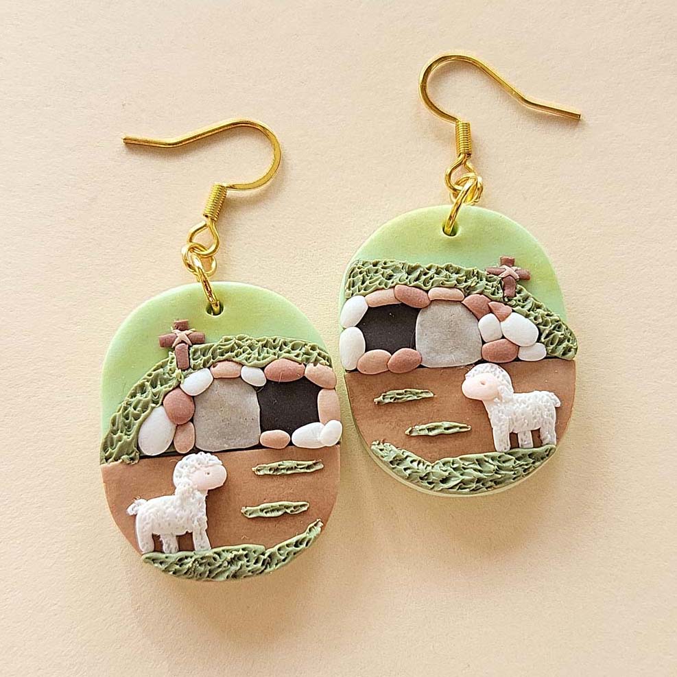 Easter resurrection earrings - jewelry inspired by faith, gift for Christian women - Rankų darbo auskarai su Velykų Prisikėlimu