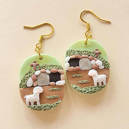 Easter resurrection earrings - jewelry inspired by faith, gift for Christian women - Rankų darbo auskarai su Velykų Prisikėlimu