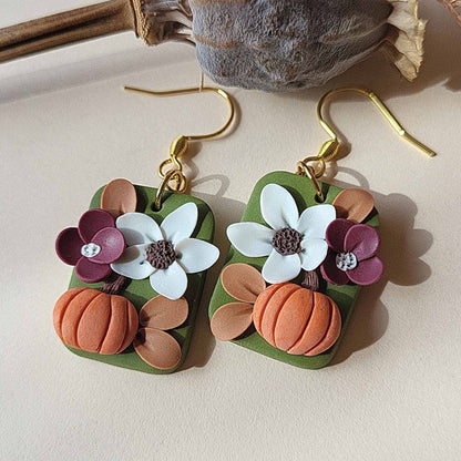 Dainty fall polymer clay earrings