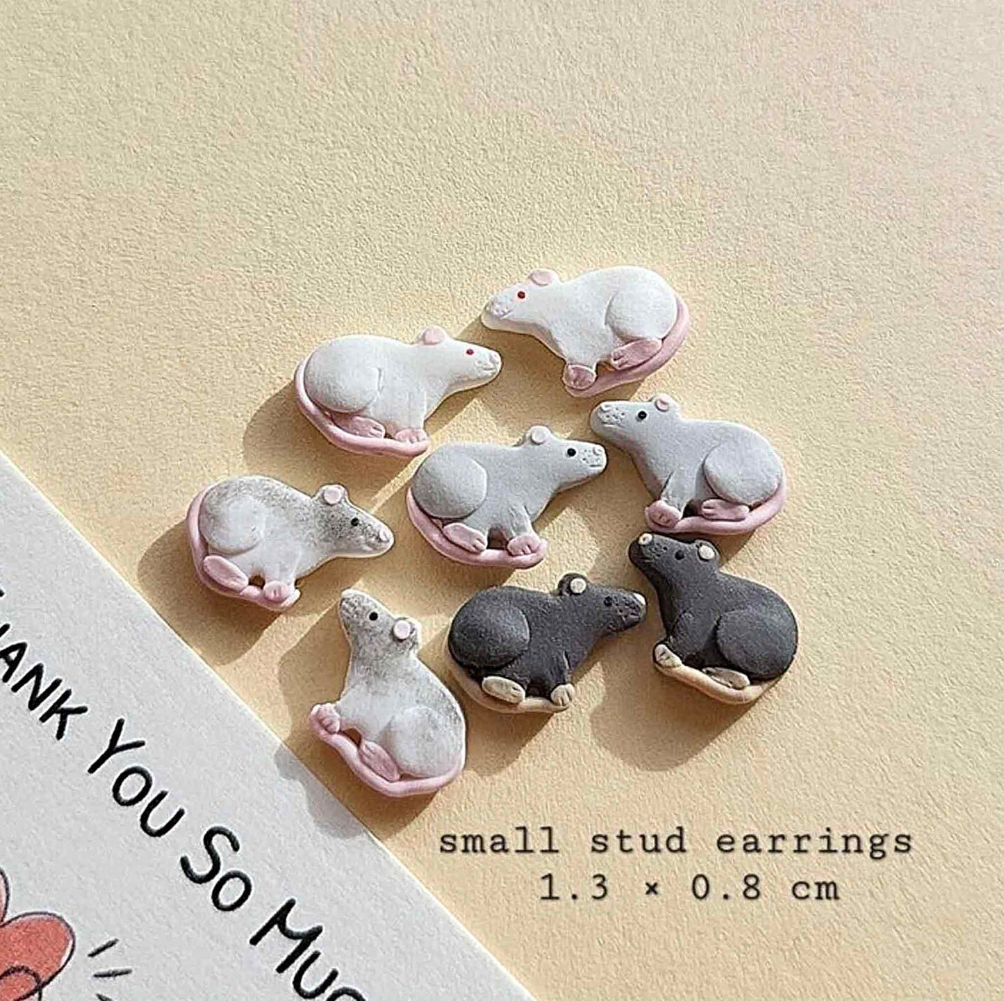 Cute rat stud earrings - handmade rat lover gifts