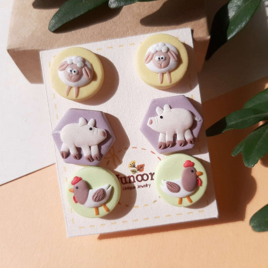 Farm animal earrings