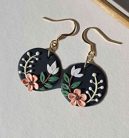 Floral clay earrings for women