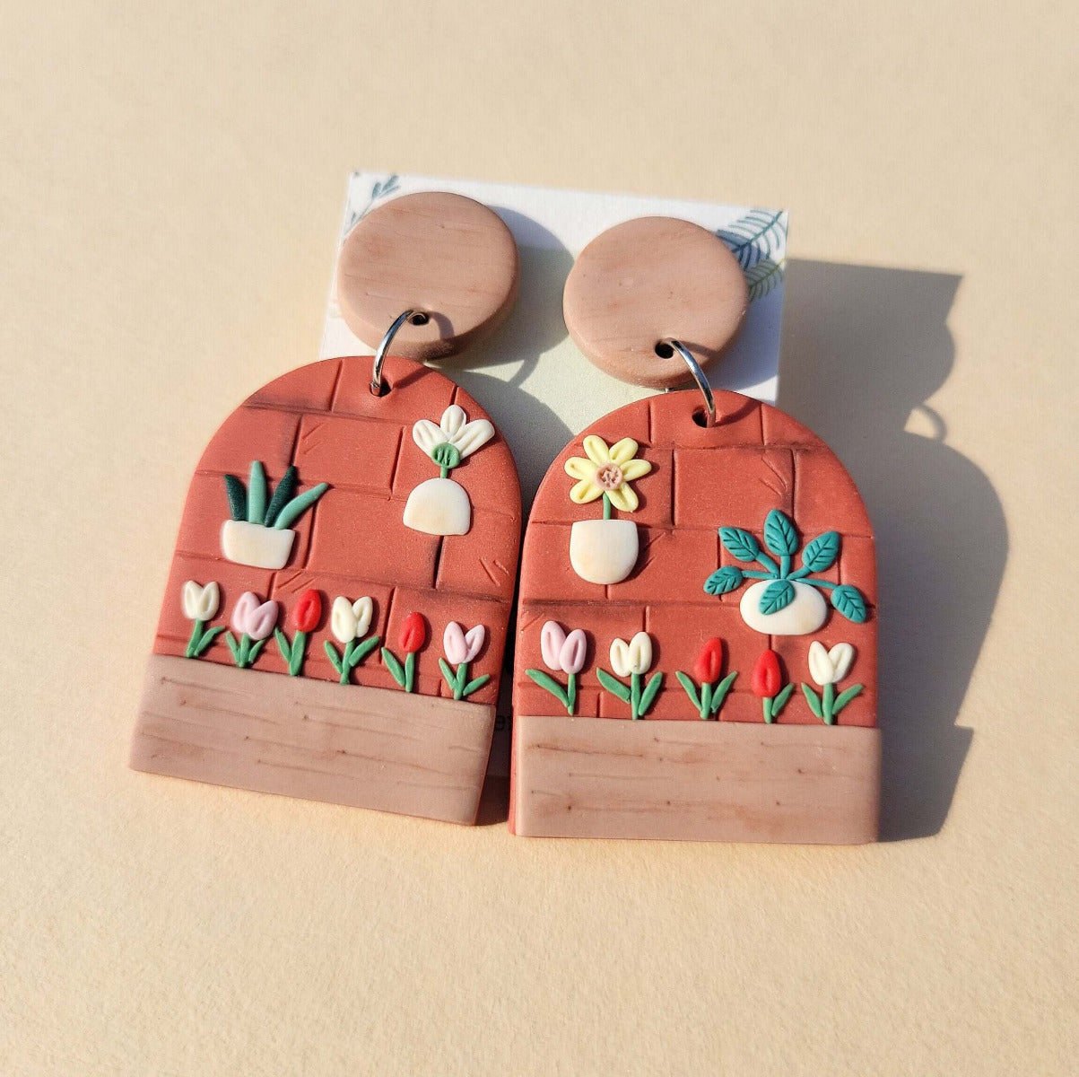 Handmade floral polymer clay earrings