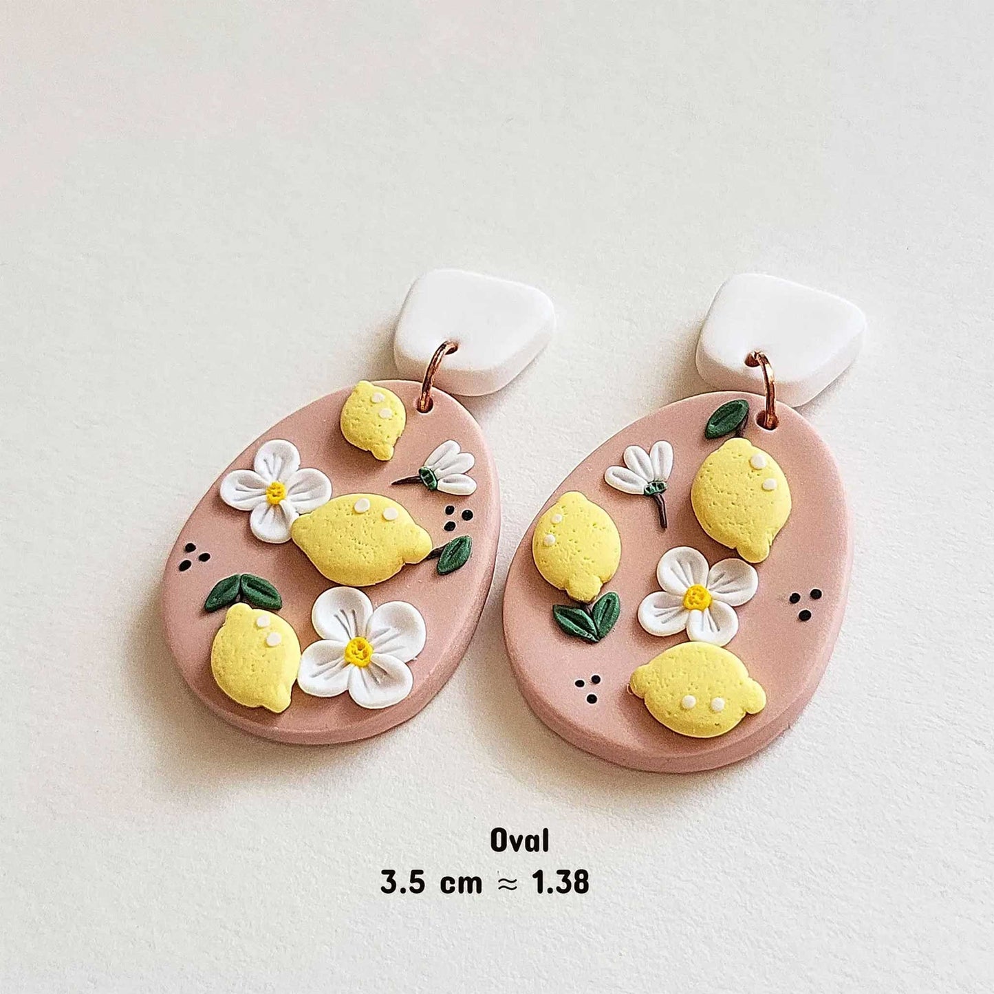 Handmade flower lemon earrings