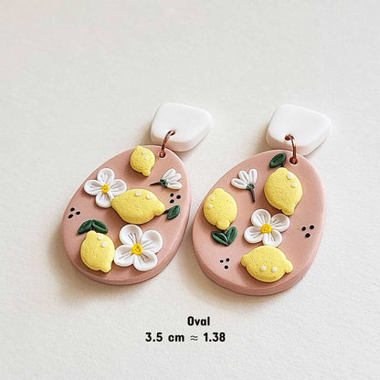 Handmade flower lemon earrings
