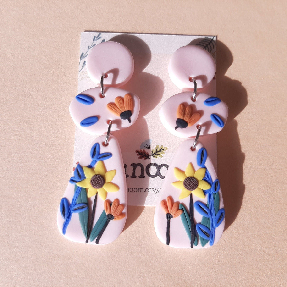 Handmade floral polymer clay earrings