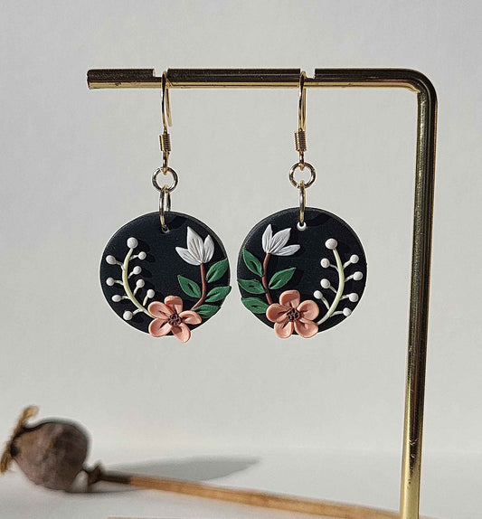 Handmade flower polymer clay earrings