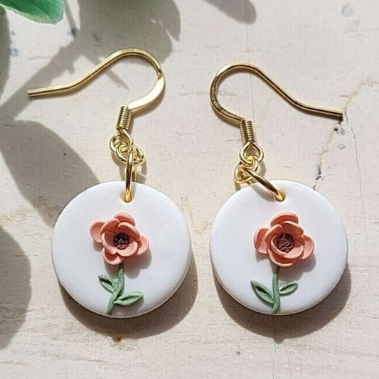Small drop flower earrings polymer clay