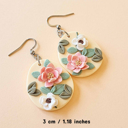 Handmade floral clay earrings