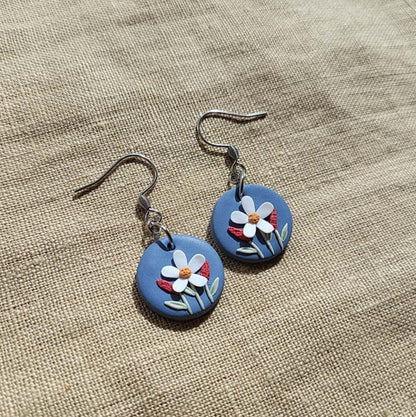 Handmade dainty flower polymer clay earrings - Rankų darbo auskarai su gėlių motyvais