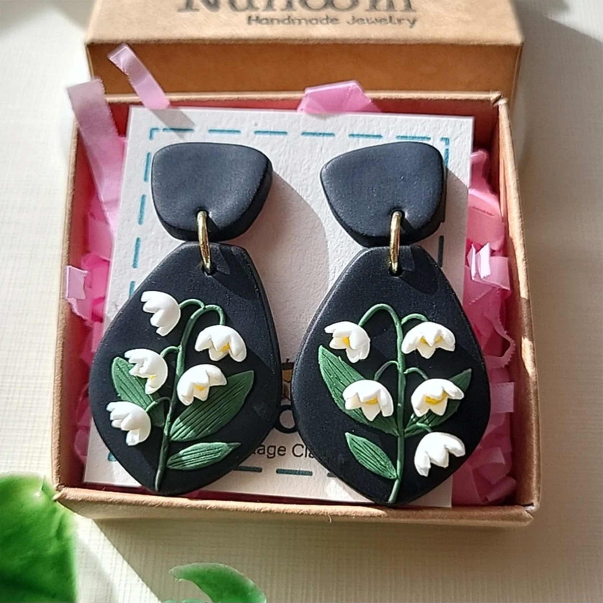 Flower polymer clay earrings 
