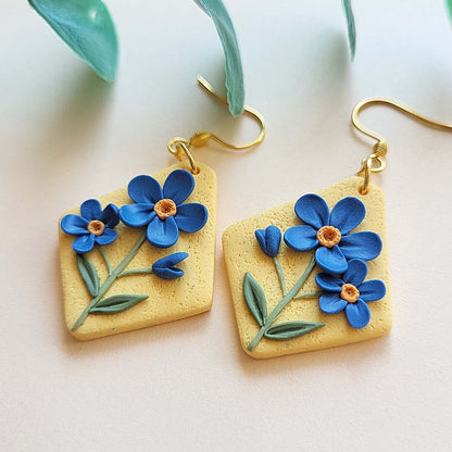 Forgetmenot flower polymer clay earrings handmade jewelry gift for her
